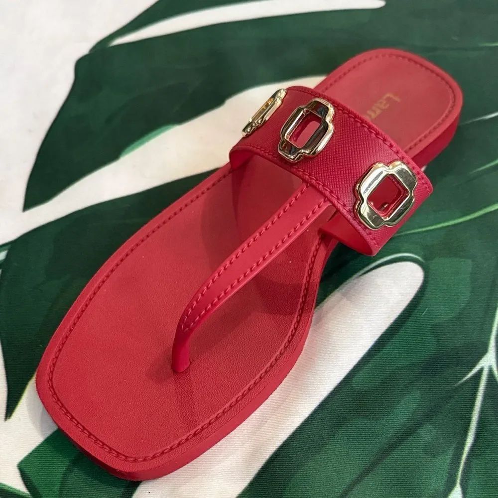 * Elegant Red Sandals with Buckle Accents